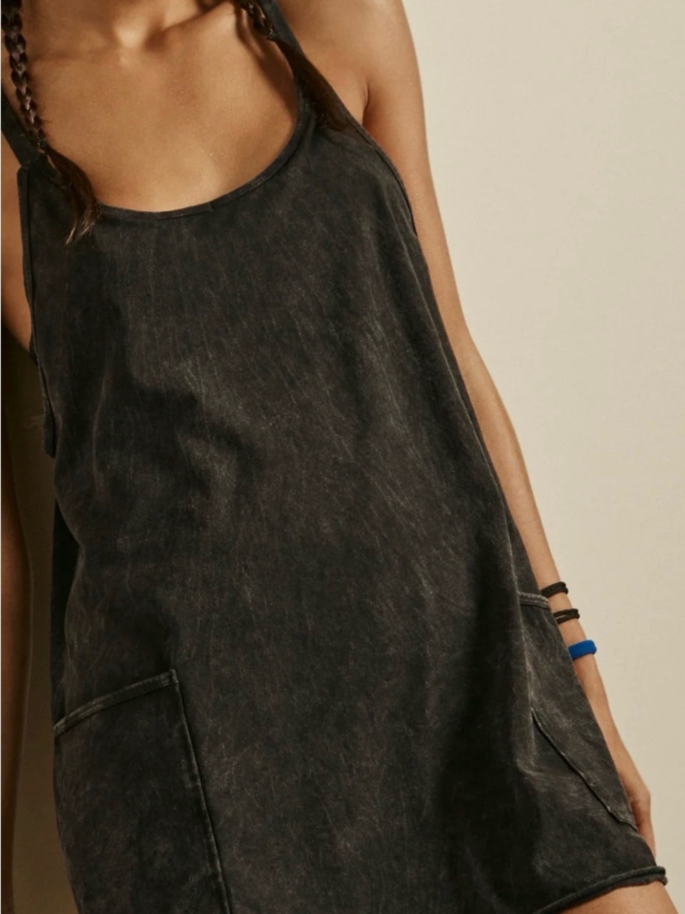FP Movement Hot Shot Mini Dress — Washed Black (Size XS)